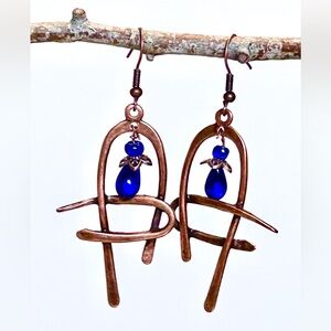 Hand Crafted Earrings 
Boho Artisan Copper Earrings with Glass Beads – Organic